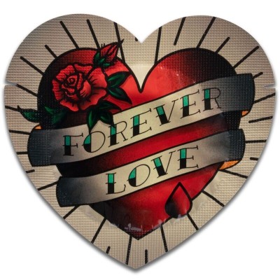 PASANTE PRESERVATIVO ROJO FORMA CORAZON BOLSA 144 UNIDADES