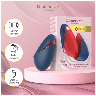 WOMANIZER NEXT LIBERTY ESTIMULADOR DE CLITORIS 3D PLEASURE AIR AZUL ROJO