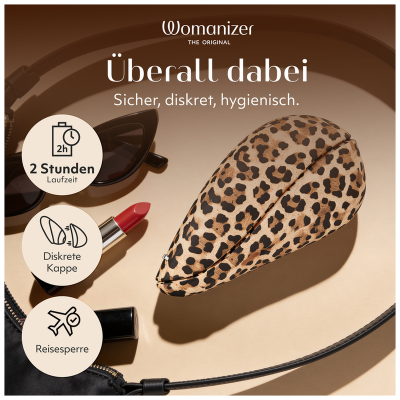 WOMANIZER LIBERTY 2 ESTIMULADOR DE CLITORIS POR SUCCION 8 NIVELES ESTAMPADO DE LEOPARDO