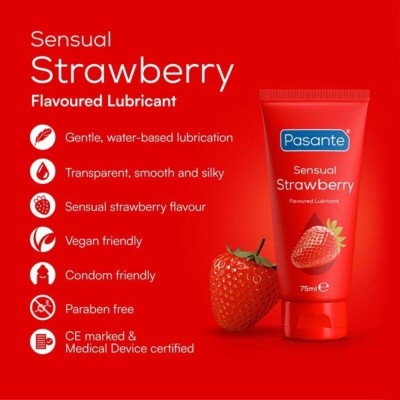 PASANTE SENSUAL STRAWBERRY LUBRICANTE INTIMO BASE AGUA SABOR FRESA 75 ML