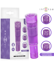 INTENSE KURT MINI MASAJEADOR CON 4 CABEZALES INTERCAMBIABLES LILA