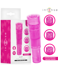 INTENSE KURT MINI MASAJEADOR CON 4 CABEZALES INTERCAMBIABLES ROSA