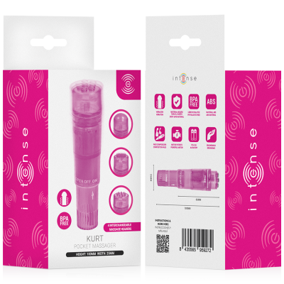 INTENSE KURT MINI MASAJEADOR CON 4 CABEZALES INTERCAMBIABLES ROSA