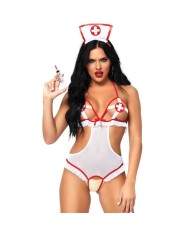 LEG AVENUE TEDDY CON ABERTURA ENFERMERA TALLA UNICA