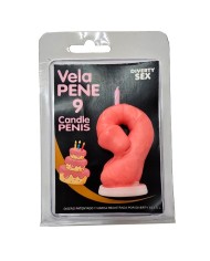DIABLO PICANTE VELA PENE EN FORMA DE NUMERO 9 COLOR ROSA