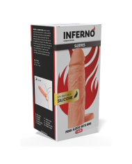 HIDDEN DESIRE INFERNO FUNDA EXTENSORA DE SILICONA LIQUIDA CON ANILLO 15 CM O 45 CM COLOR PIEL