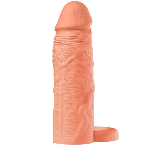 HIDDEN DESIRE INFERNO FUNDA EXTENSORA DE SILICONA LIQUIDA CON ANILLO 18 CM O 45 CM COLOR PIEL