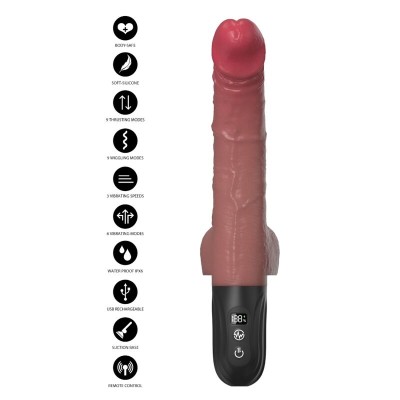 HIDDEN DESIRE INFERNO VIBRADOR REALISTA CON EMPUJE Y OSCILACION 28 CM CONTROL REMOTO COLOR PIEL