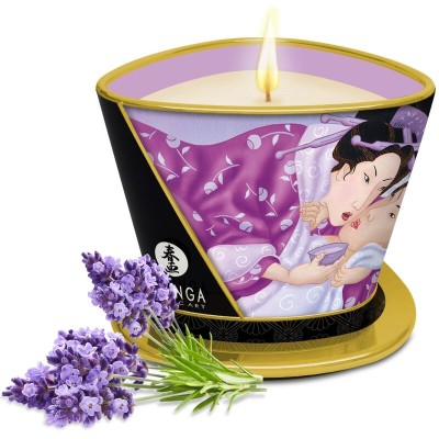 SHUNGA MASSAGE CANDLE VELA DE MASAJE CON ACEITE CALIENTE FLOR DE CEREZO 170 ML