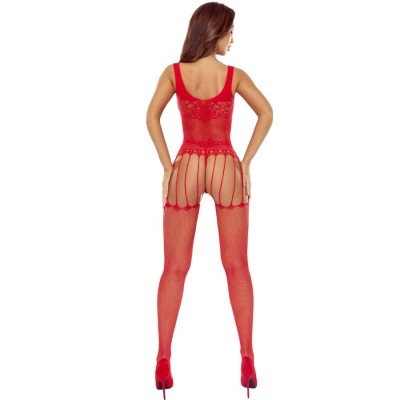 PASSION BS119 BODYSTOCKING FLORAL ROJO