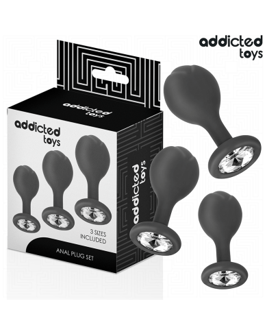 ADDICTED TOYS SET DE 3 PLUG SILICONA ANAL CON JOYA