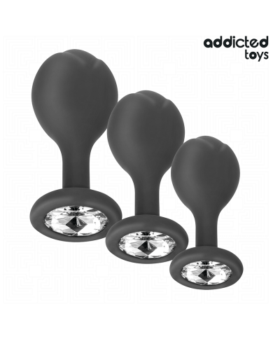 ADDICTED TOYS SET DE 3 PLUG SILICONA ANAL CON JOYA