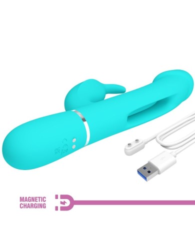 PRETTY LOVE KAMPAS VIBRADOR RABBIT 3 EN 1 MULTIFUNCION CON LENGUA VERDE AGUA PRETTY LOVE KAMPAS VIBRADOR RABBIT 3 EN 1 MULTIFUNCION CON LENGUA VERDE AGUA
