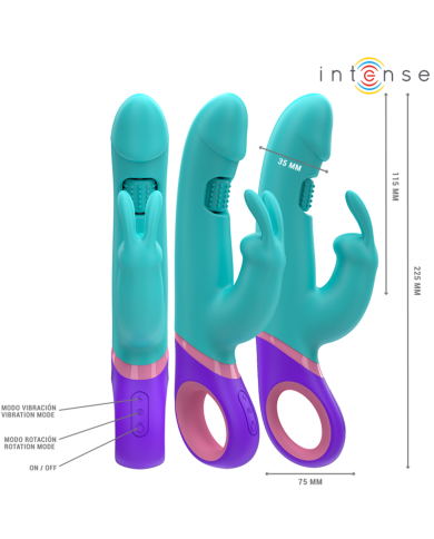 INTENSE MONICA VIBRADOR RABBIT CON ESTIMULADOR ROTATORIO DEL PUNTO G AZUL INTENSE MONICA VIBRADOR RABBIT CON ESTIMULADOR ROTATORIO DEL PUNTO G AZUL