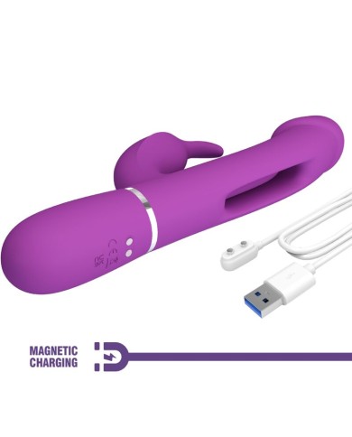 PRETTY LOVE KAMPAS VIBRADOR RABBIT MULTIFUNCION 3 EN 1 MORADO