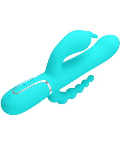 PRETTY LOVE CAMMY TRIPLE VIBRADOR RABBIT MULTIFUNCION 4 EN 1 AZUL