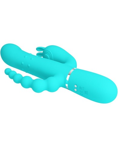 PRETTY LOVE CAMMY TRIPLE VIBRADOR RABBIT MULTIFUNCION 4 EN 1 AZUL