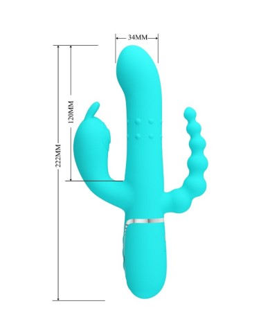 PRETTY LOVE CAMMY TRIPLE VIBRADOR RABBIT MULTIFUNCION 4 EN 1 AZUL