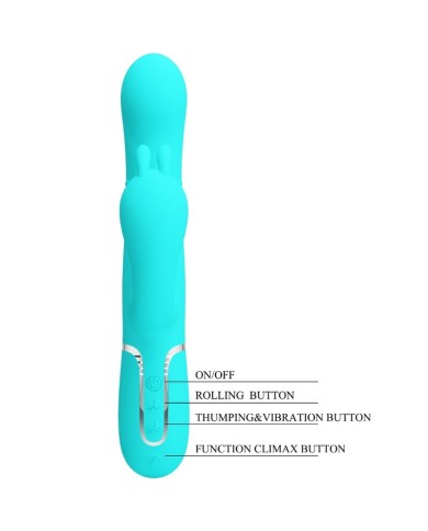 PRETTY LOVE CAMMY TRIPLE VIBRADOR RABBIT MULTIFUNCION 4 EN 1 AZUL