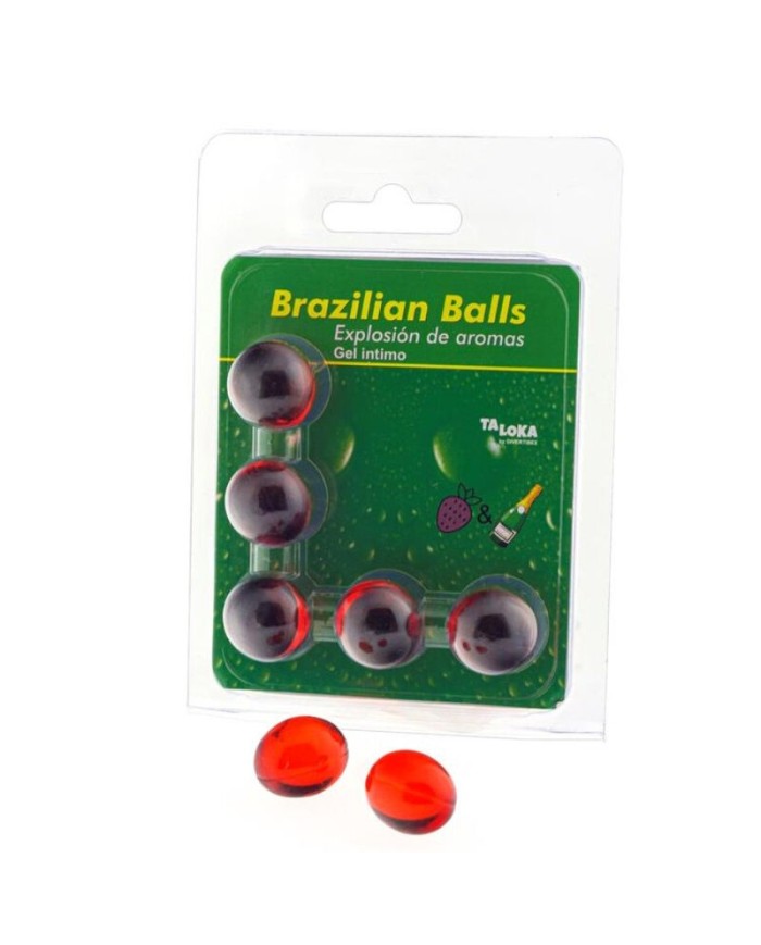 TALOKA BRAZILIAN BALLS GEL iNTIMO FRESAS CHAMPN 5 BOLAS