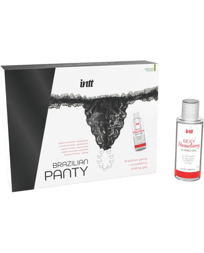 INTT RELEASES PANTY BRASILENA NEGRA CON PERLAS Y GEL LUBRICANTE 50 ML