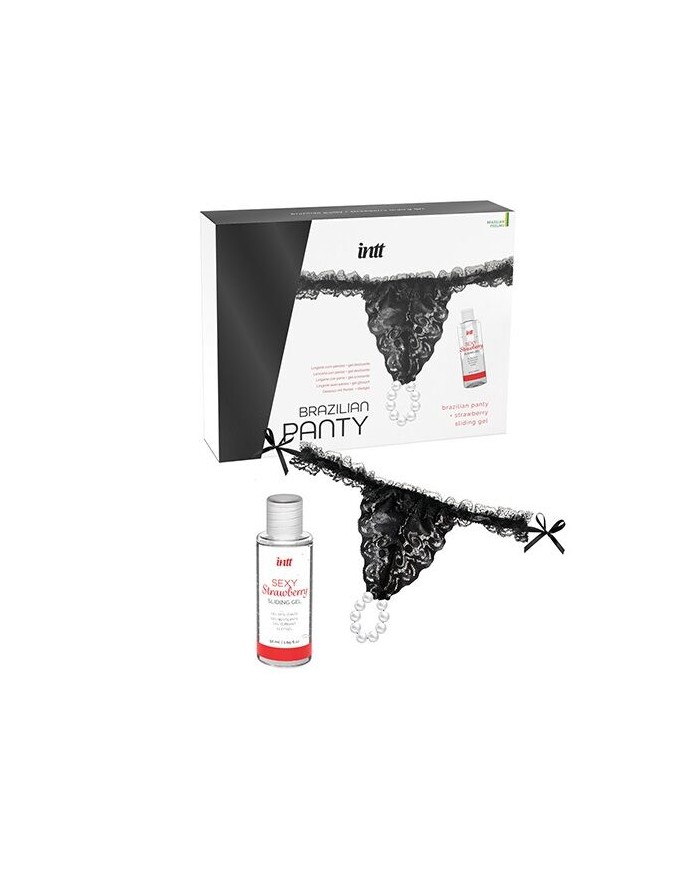 INTT RELEASES PANTY BRASILENA NEGRA CON PERLAS Y GEL LUBRICANTE 50 ML