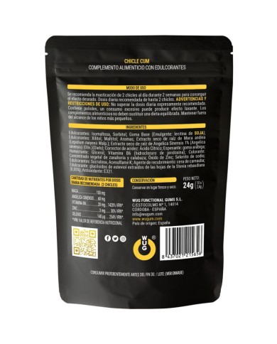 WUG CUM Chicle funcional con sabor a platano para potenciar la fertilidad vitalidad y energia masculina WUG CUM Chicle funcional con sabor a platano para potenciar la fertilidad vitalidad y energia masculina