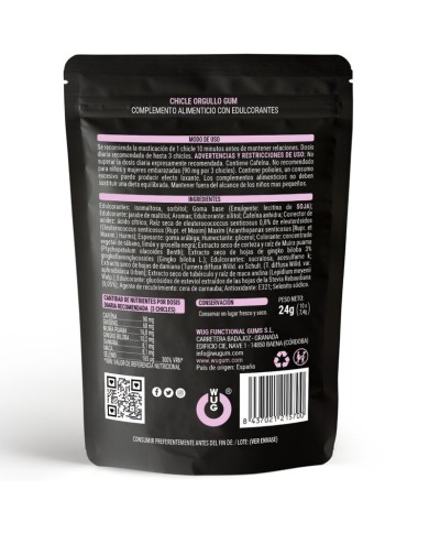 WUG Orgullo Chicle Funcional con Maca Ginseng y Ginkgo para Potenciar tu Vitalidad Intima WUG Orgullo Chicle Funcional con Maca Ginseng y Ginkgo para Potenciar tu Vitalidad Intima