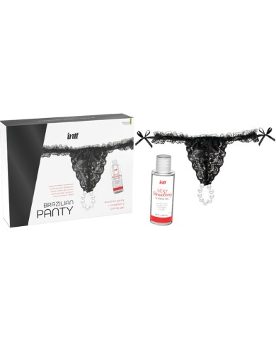 INTT RELEASES PANTY BRASILENA NEGRA CON PERLAS Y GEL LUBRICANTE 50 ML INTT RELEASES PANTY BRASILENA NEGRA CON PERLAS Y GEL LUBRICANTE 50 ML