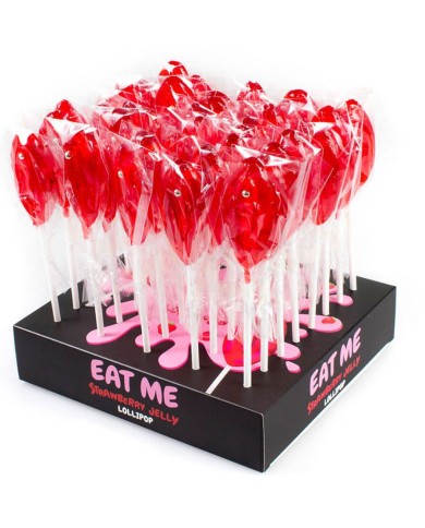 SECRETPLAY EXPOSITOR SURTIDO PIRULETAS VAGINA FRESA 40 UNIDADES