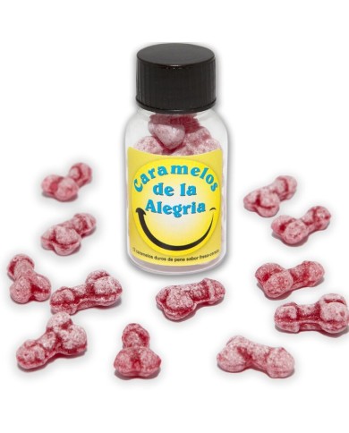 DIABLO PICANTE 12 CARAMELOS DE LA ALEGRIA FORMA PENE FRESA CEREZA