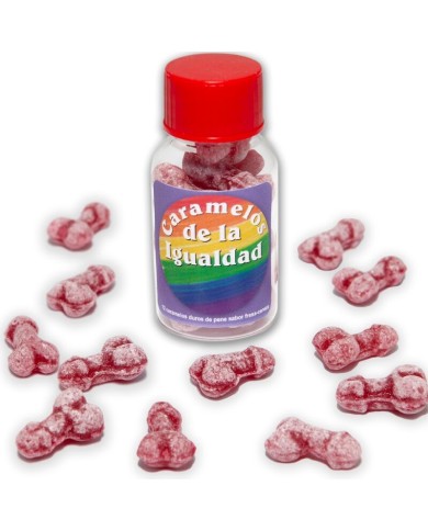 DIABLO PICANTE 12 CARAMELOS DE LA IGUALDAD FORMA PENE FRESA CEREZA