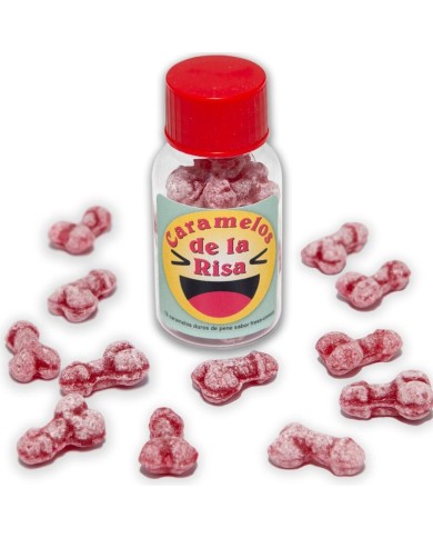 DIABLO PICANTE 12 CARAMELOS DE LA RISA FORMA PENE FRESA CEREZA