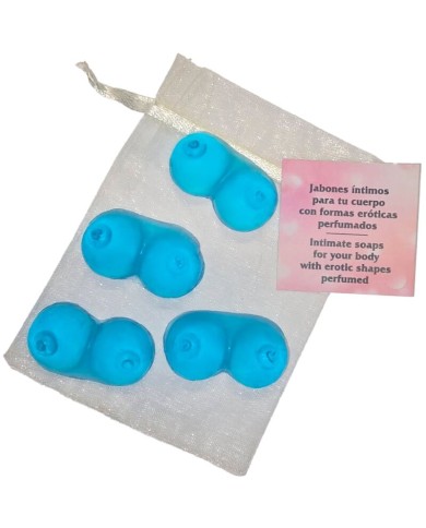DIABLO PICANTE 4 MINI JABONES PERFUMADOS FORMA PECHOS AZUL