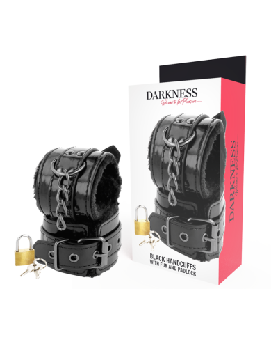 DARKNESS ESPOSAS CUERO AJUSTABLES MANOS NEGRO CON CANDADO DARKNESS ESPOSAS CUERO AJUSTABLES MANOS NEGRO CON CANDADO
