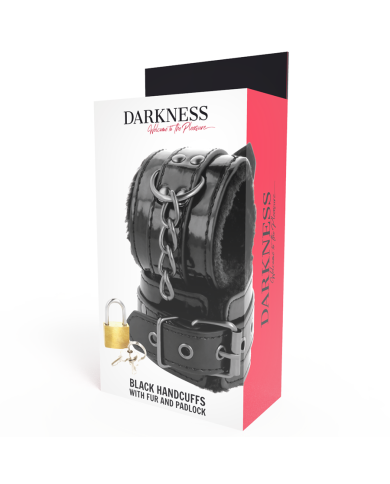 DARKNESS ESPOSAS CUERO AJUSTABLES MANOS NEGRO CON CANDADO DARKNESS ESPOSAS CUERO AJUSTABLES MANOS NEGRO CON CANDADO