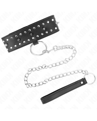 KINK COLLAR CON CORREA 65 CM CON TACHUELAS PLATEADAS MODELO 1 AJUSTABLE 36 43 CM X 5 CM KINK COLLAR CON CORREA 65 CM CON TACHUELAS PLATEADAS MODELO 1 AJUSTABLE 36 43 CM X 5 CM