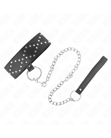 KINK COLLAR CON CORREA 65 CM CON TACHUELAS PLATEADAS MODELO 3 AJUSTABLE 36 43 CM X 5 CM KINK COLLAR CON CORREA 65 CM CON TACHUELAS PLATEADAS MODELO 3 AJUSTABLE 36 43 CM X 5 CM