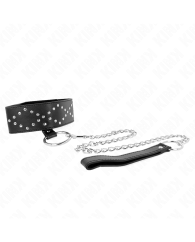 KINK COLLAR CON CORREA 65 CM CON TACHUELAS PLATEADAS MODELO 3 AJUSTABLE 36 43 CM X 5 CM KINK COLLAR CON CORREA 65 CM CON TACHUELAS PLATEADAS MODELO 3 AJUSTABLE 36 43 CM X 5 CM