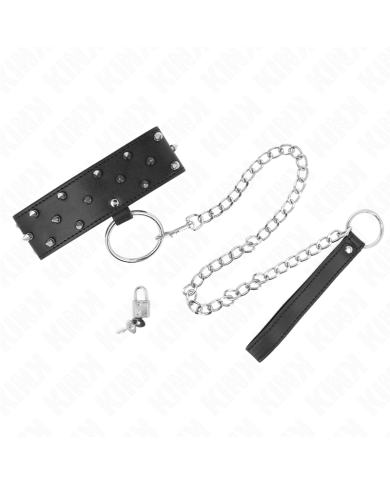 KINK COLLAR CON CORREA 65 CM CON TACHUELAS PLATEADAS MODELO 5 AJUSTABLE 36 43 CM X 5 CM KINK COLLAR CON CORREA 65 CM CON TACHUELAS PLATEADAS MODELO 5 AJUSTABLE 36 43 CM X 5 CM