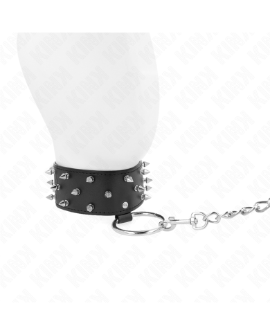 KINK COLLAR CON CORREA 65 CM CON TACHUELAS PLATEADAS MODELO 5 AJUSTABLE 36 43 CM X 5 CM KINK COLLAR CON CORREA 65 CM CON TACHUELAS PLATEADAS MODELO 5 AJUSTABLE 36 43 CM X 5 CM