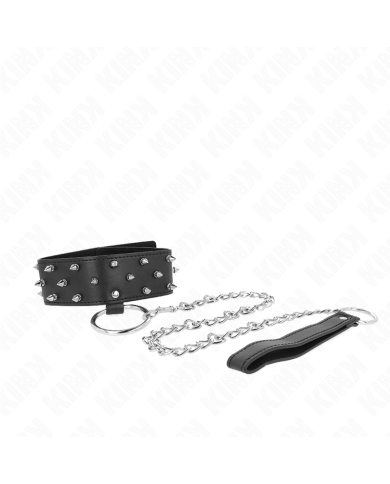 KINK COLLAR CON CORREA 65 CM CON TACHUELAS PLATEADAS MODELO 5 AJUSTABLE 36 43 CM X 5 CM KINK COLLAR CON CORREA 65 CM CON TACHUELAS PLATEADAS MODELO 5 AJUSTABLE 36 43 CM X 5 CM