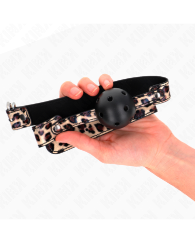 KINK MORDAZA DE BOLA 45 CM TRANSPIRABLE LEOPARDO 65 x 25 CM KINK MORDAZA DE BOLA 45 CM TRANSPIRABLE LEOPARDO 65 x 25 CM