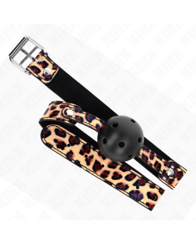 KINK MORDAZA DE BOLA 45 CM TRANSPIRABLE LEOPARDO 65 x 25 CM KINK MORDAZA DE BOLA 45 CM TRANSPIRABLE LEOPARDO 65 x 25 CM
