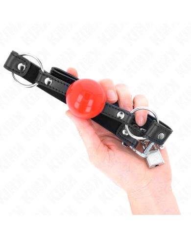 KINK MORDAZA DE BOLA 4 CM CON CANDADO BOLA ROJA CORREA NEGRA 60 x 2 CM KINK MORDAZA DE BOLA 4 CM CON CANDADO BOLA ROJA CORREA NEGRA 60 x 2 CM