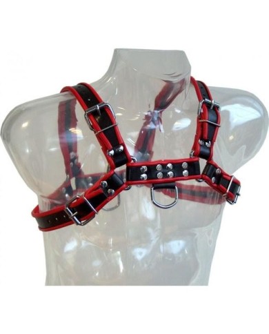 LEATHER BODY CHAIN HARNESS III BLACK RED