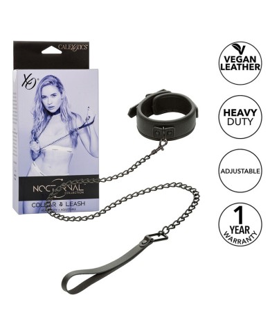 CALEXOTICS NOCTURNAL COLLAR Y CORREA CUERO AJUSTABLE NEGRO CALEXOTICS NOCTURNAL COLLAR Y CORREA CUERO AJUSTABLE NEGRO