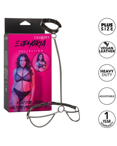CALEXOTICS EUPHORIA COLLAR HALTER Y CORREA CON CADENA TALLA PLUS