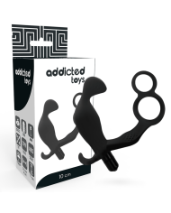 ADDICTED TOYS PLUG ANAL CON ANILLA DOBLE PENE Y TESTICULOS NEGRO