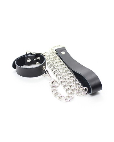 OHMAMA FETISH COLLAR PARA PENE Y CORREA PIEL CON CADENA METALICA OHMAMA FETISH COLLAR PARA PENE Y CORREA PIEL CON CADENA METALICA